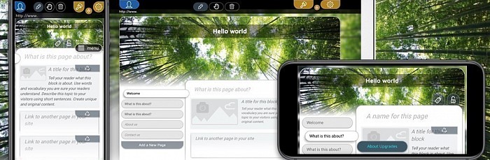 کمپیوٹرز، فونز اور ٹیبلیٹس پر ایک جیسے فنکشنز کو نمایاں کرنے والی نایاب ویب سائٹ بلڈر میں سے ایک